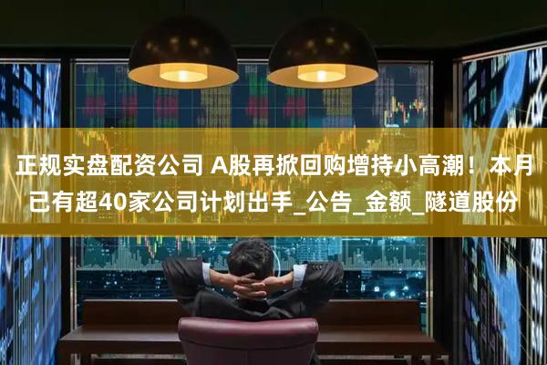 正规实盘配资公司 A股再掀回购增持小高潮！本月已有超40家公司计划出手_公告_金额_隧道股份
