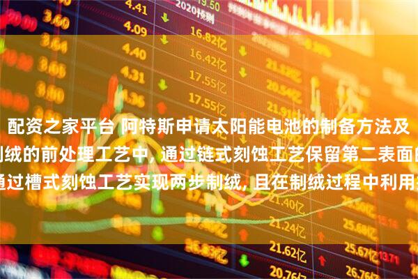 配资之家平台 阿特斯申请太阳能电池的制备方法及太阳能电池专利, 在制绒的前处理工艺中, 通过链式刻蚀工艺保留第二表面的部分掩膜层, 并通过槽式刻蚀工艺实现两步制绒, 且在制绒过程中利用掩膜层对第二表面上的P型区和N型区进行保护