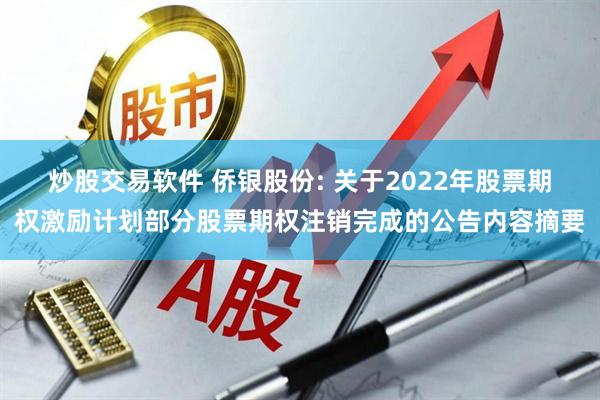 炒股交易软件 侨银股份: 关于2022年股票期权激励计划部分股票期权注销完成的公告内容摘要